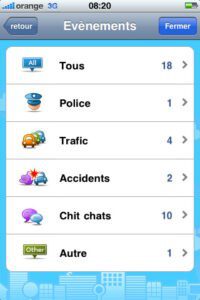 Les évènements sur Waze